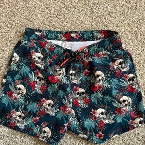 Polinesia beachwear summer vibes above the knee, skull, swimsuit size small
